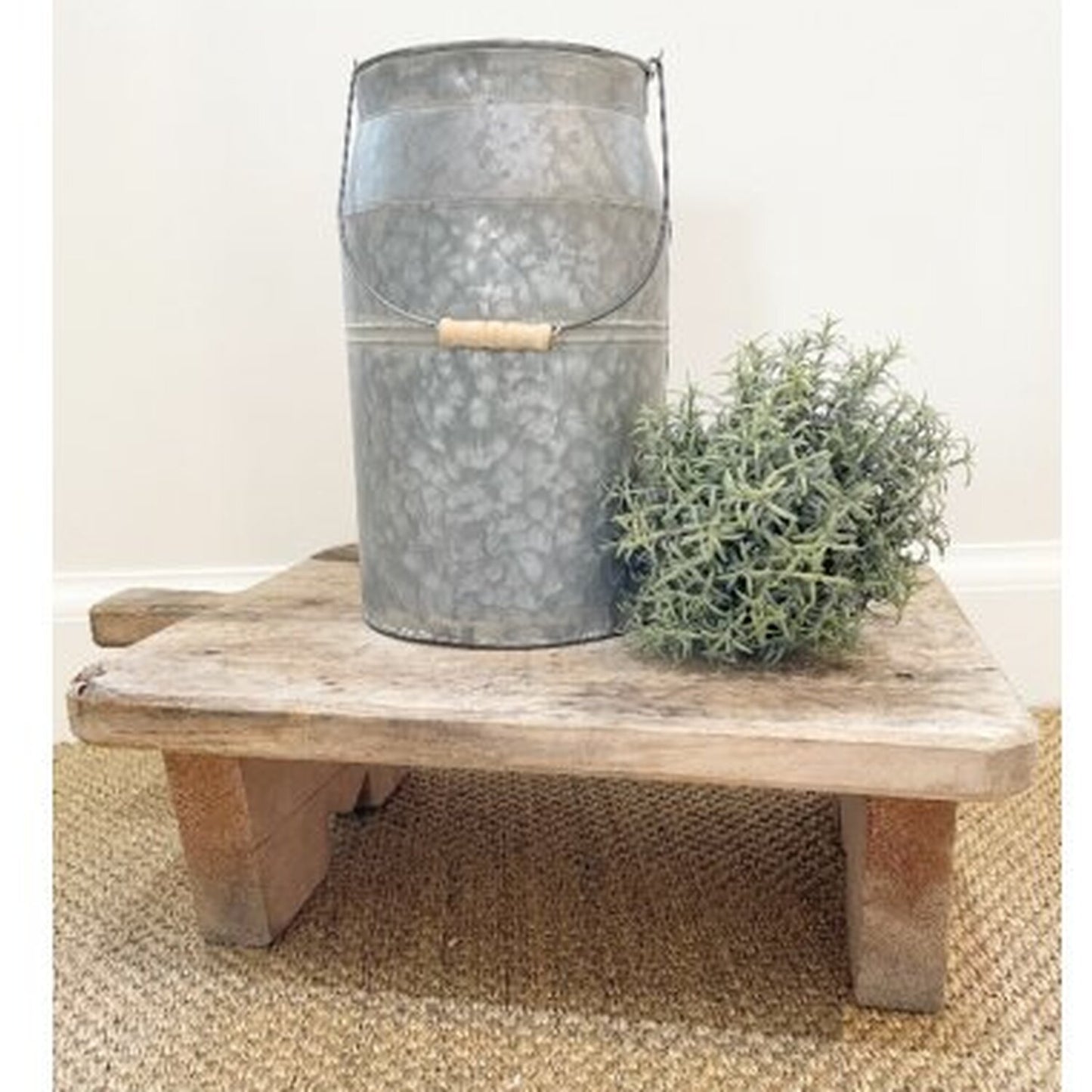 Metal Churn White Washed Planter