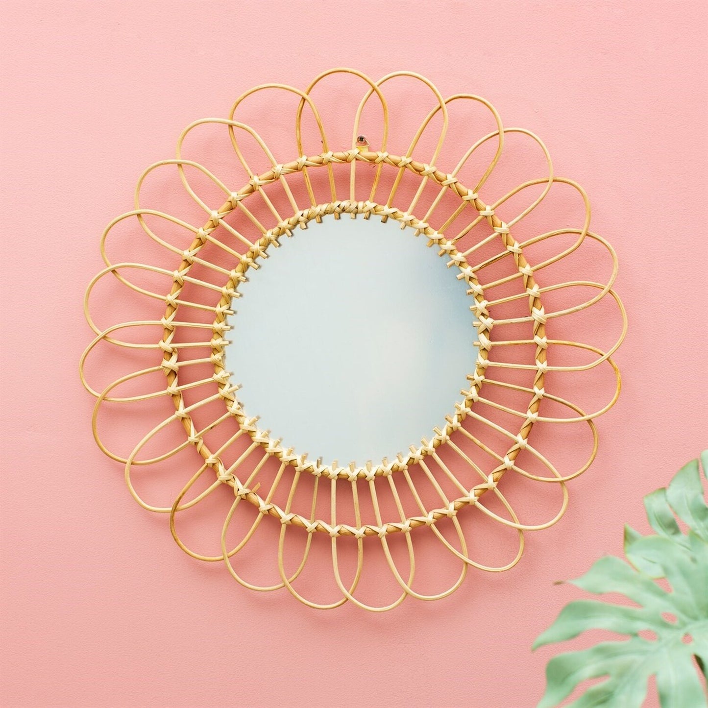 Flower Shaped Rattan Mirror