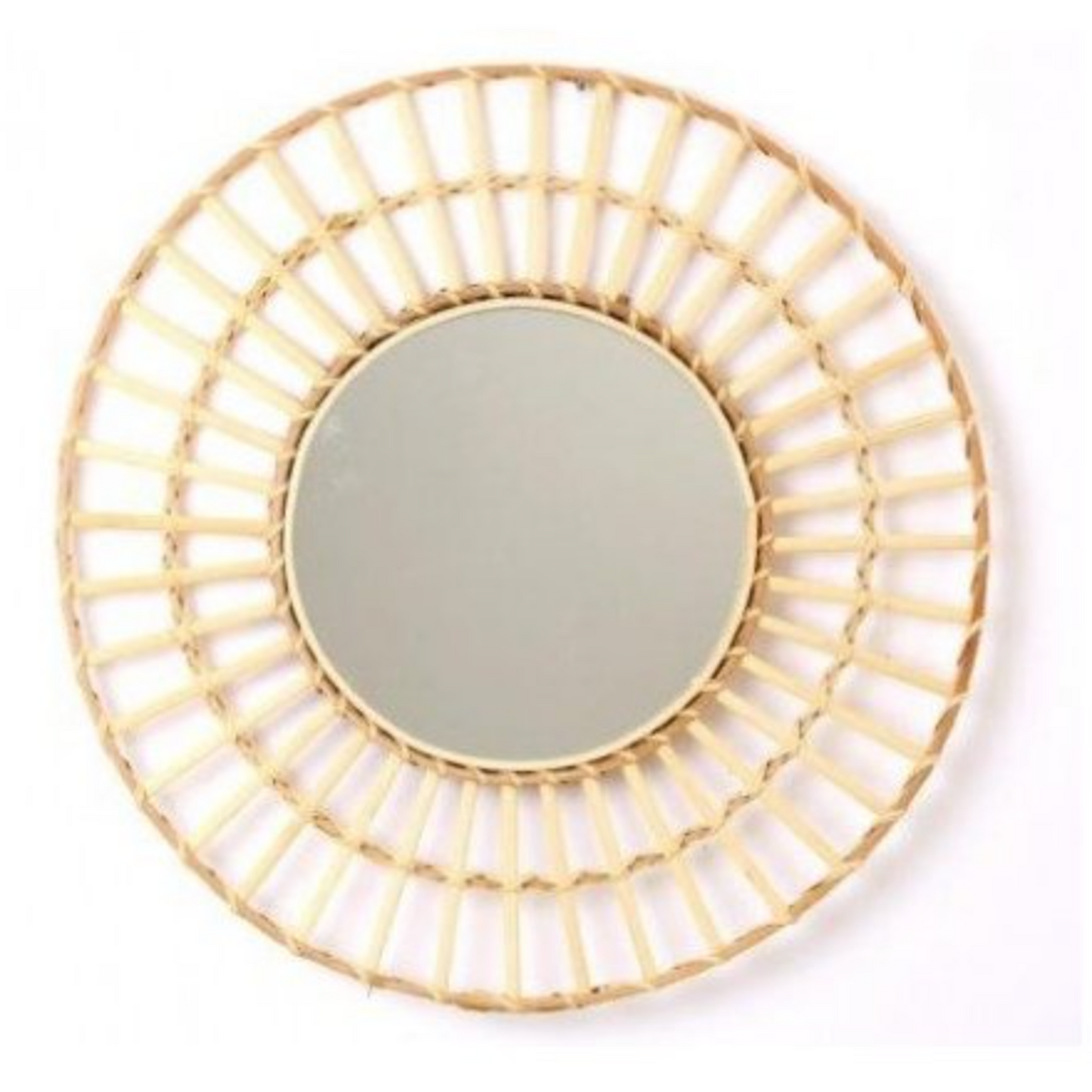 Woven Rattan Round Mirror 50cm - natural