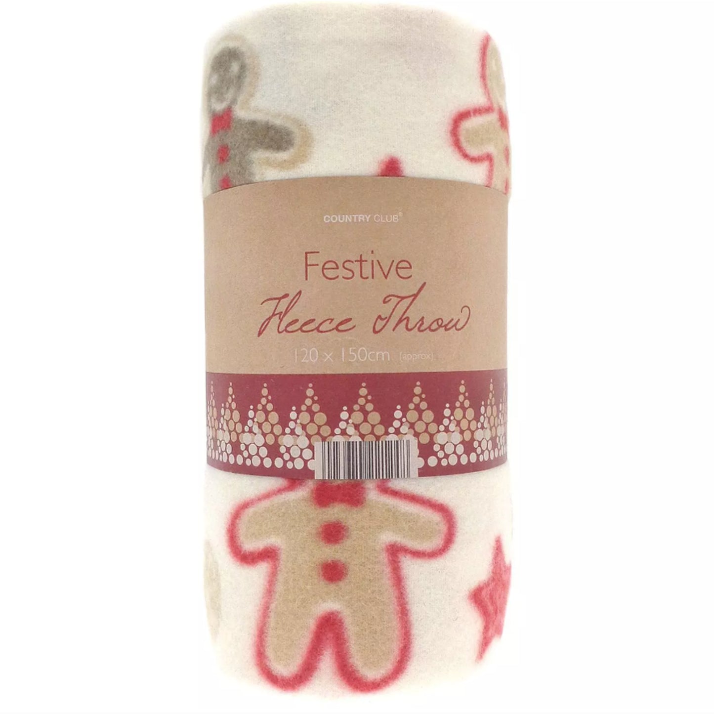 Christmas Gingerbread Man Fleece Blanket - Cream Red