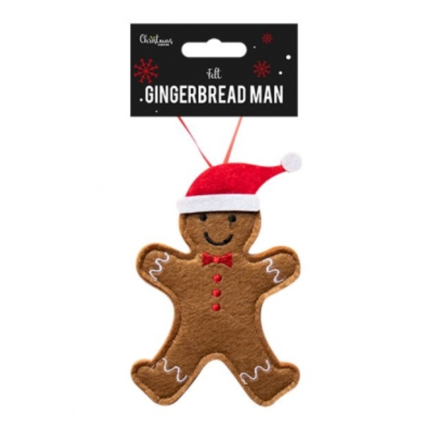 Felt Gingerbread Man Tree Decoration - Brown