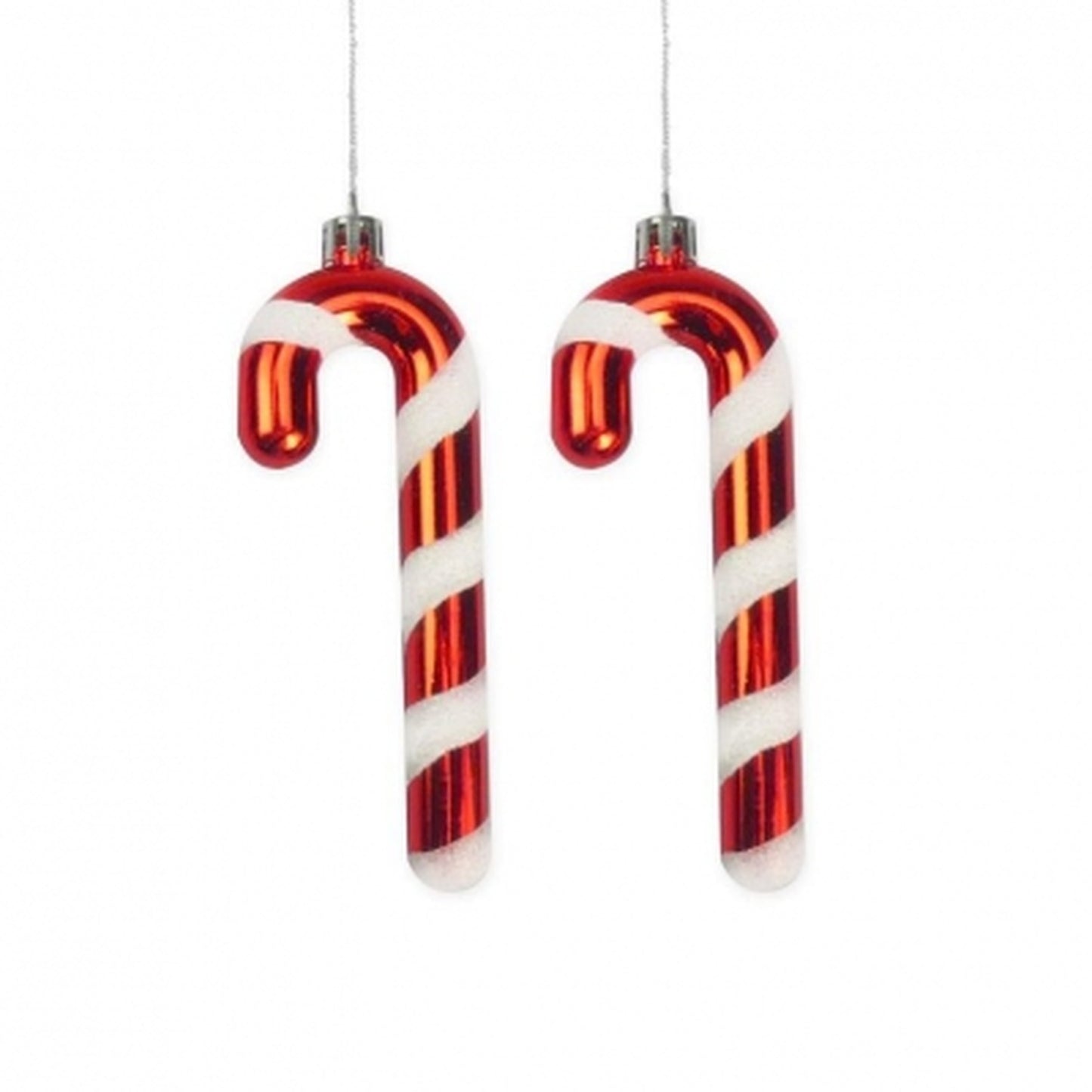 Set of 2 Candy Cane Baubles - Red