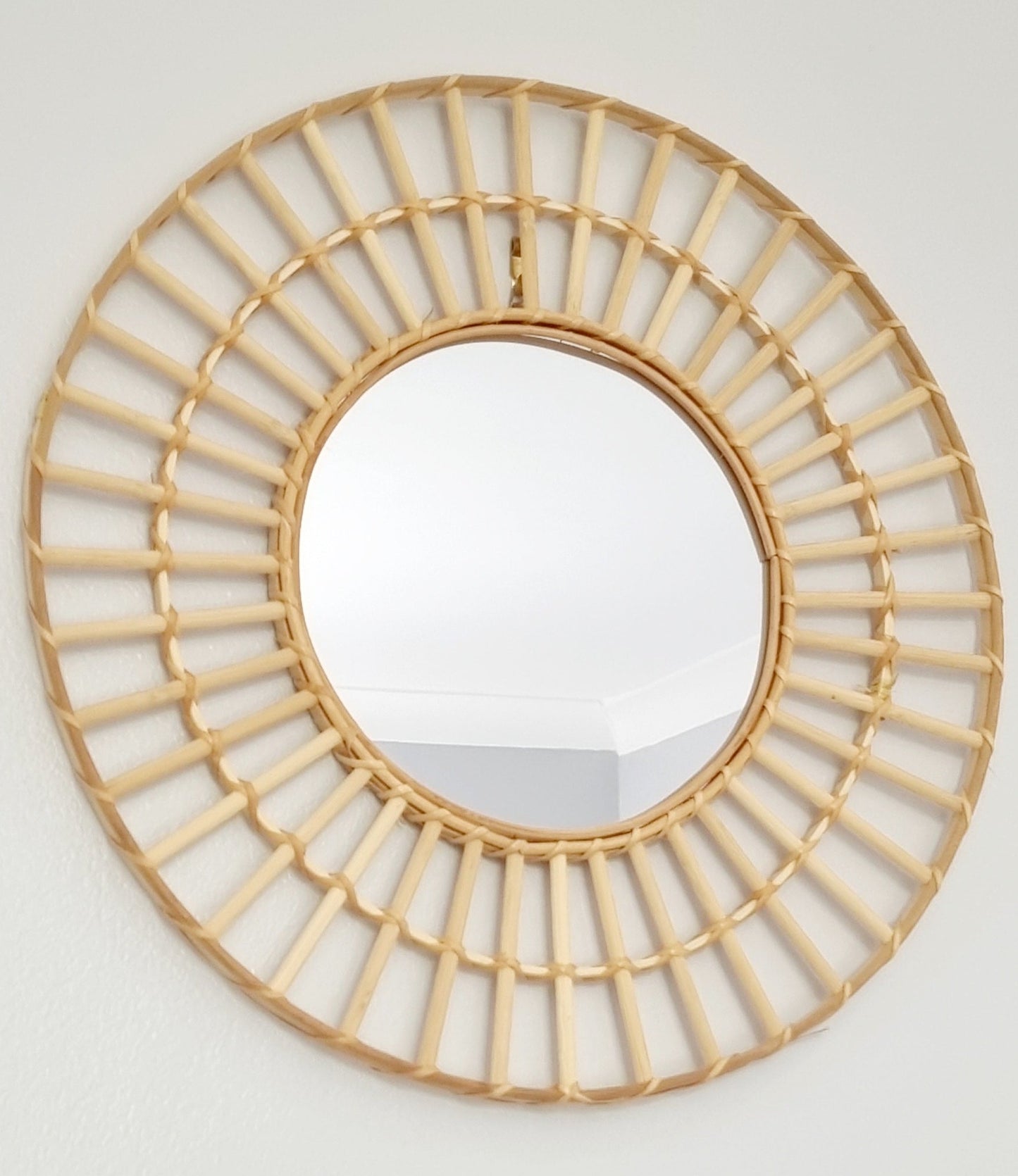 Woven Rattan Round Mirror 50cm - natural