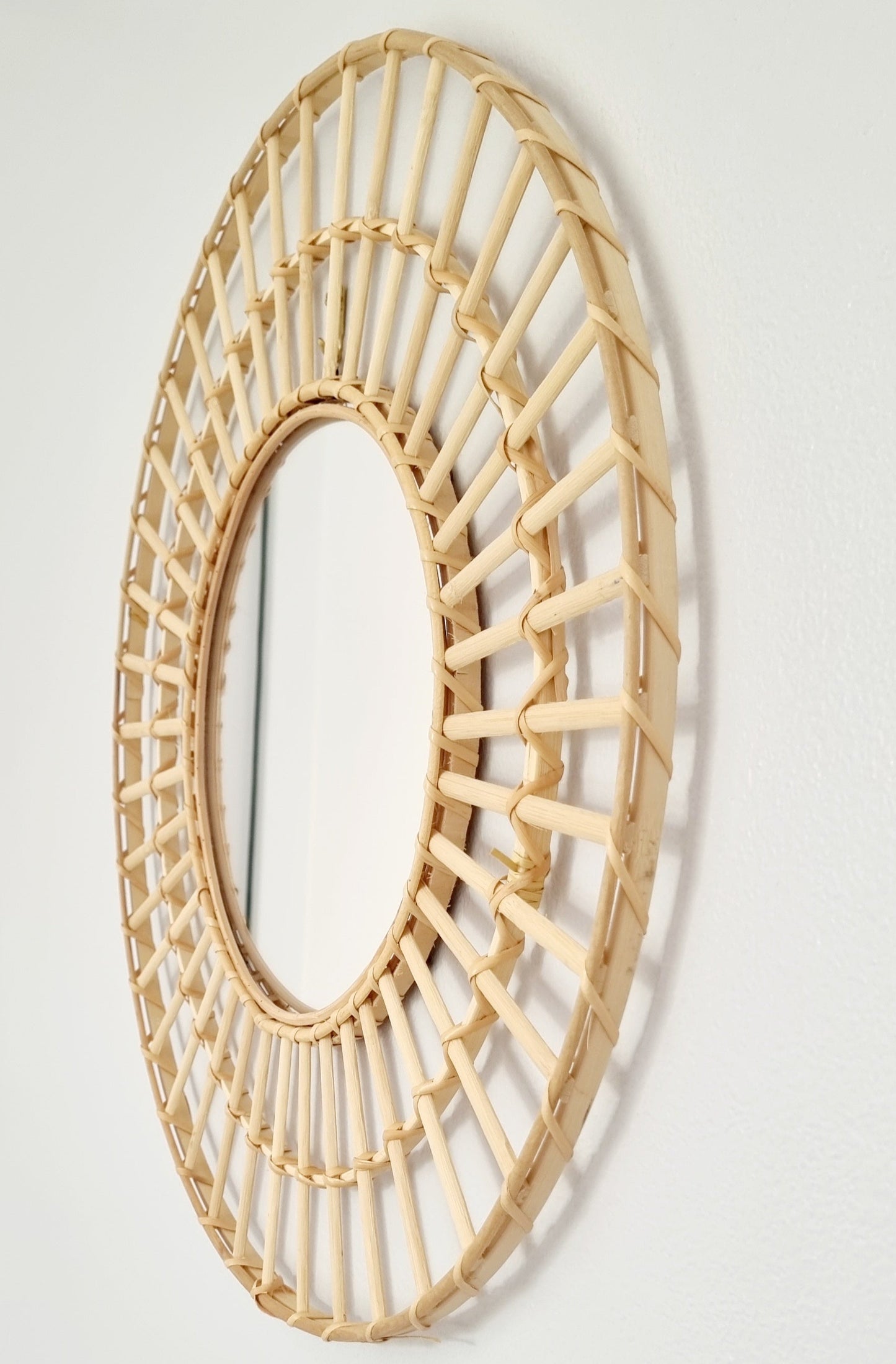 Woven Rattan Round Mirror 50cm - natural