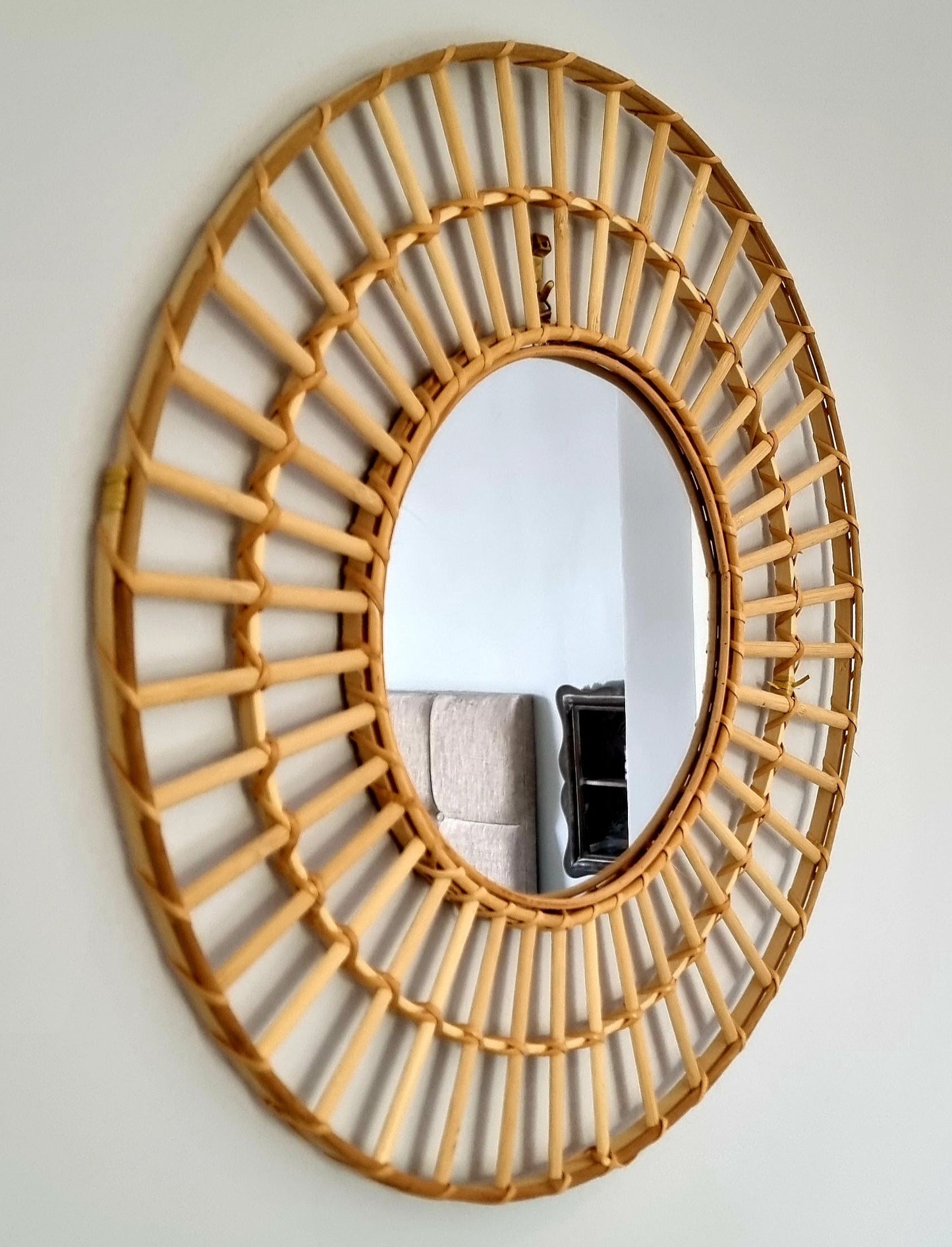 Woven Rattan Round Mirror 50cm - natural