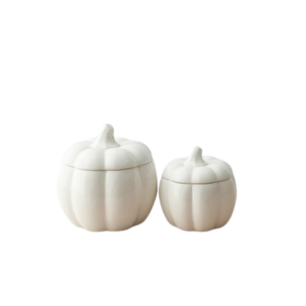 Pumpkin Shaped White Storage Pot Jar