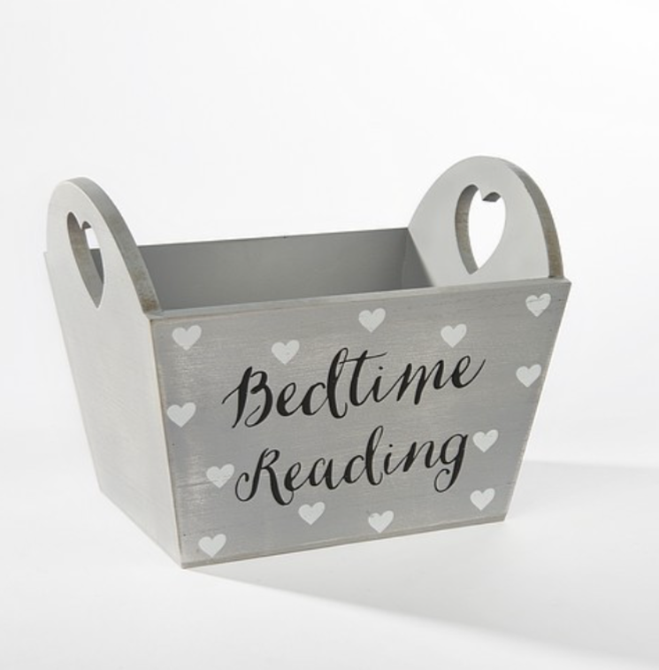 Chic Grey Heart Bedtime Reading Crate - grey