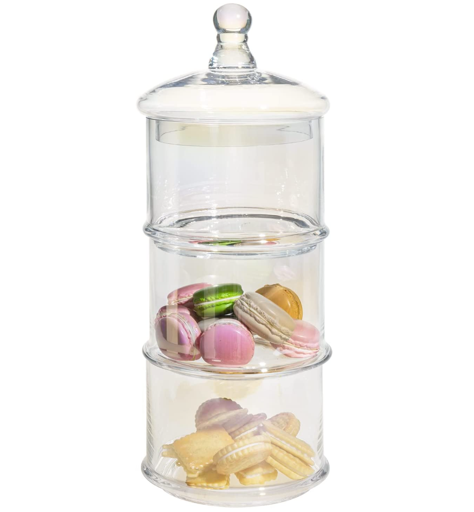 3 Tier Stackable Apothecary Glass Storage Jar