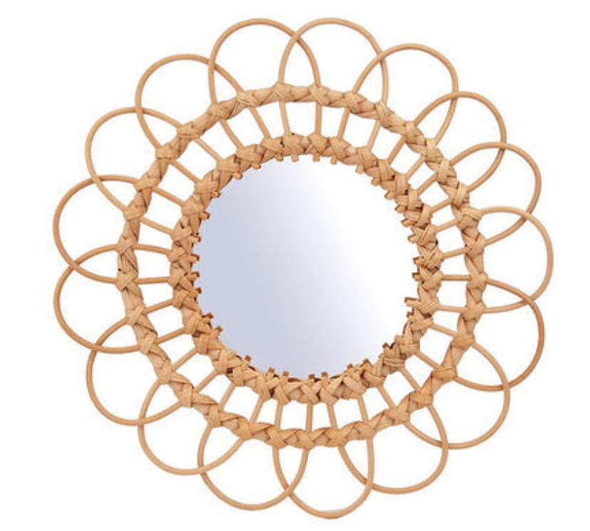 Flower Shaped Rattan Mirror