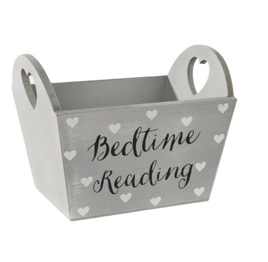 Chic Grey Heart Bedtime Reading Crate - grey