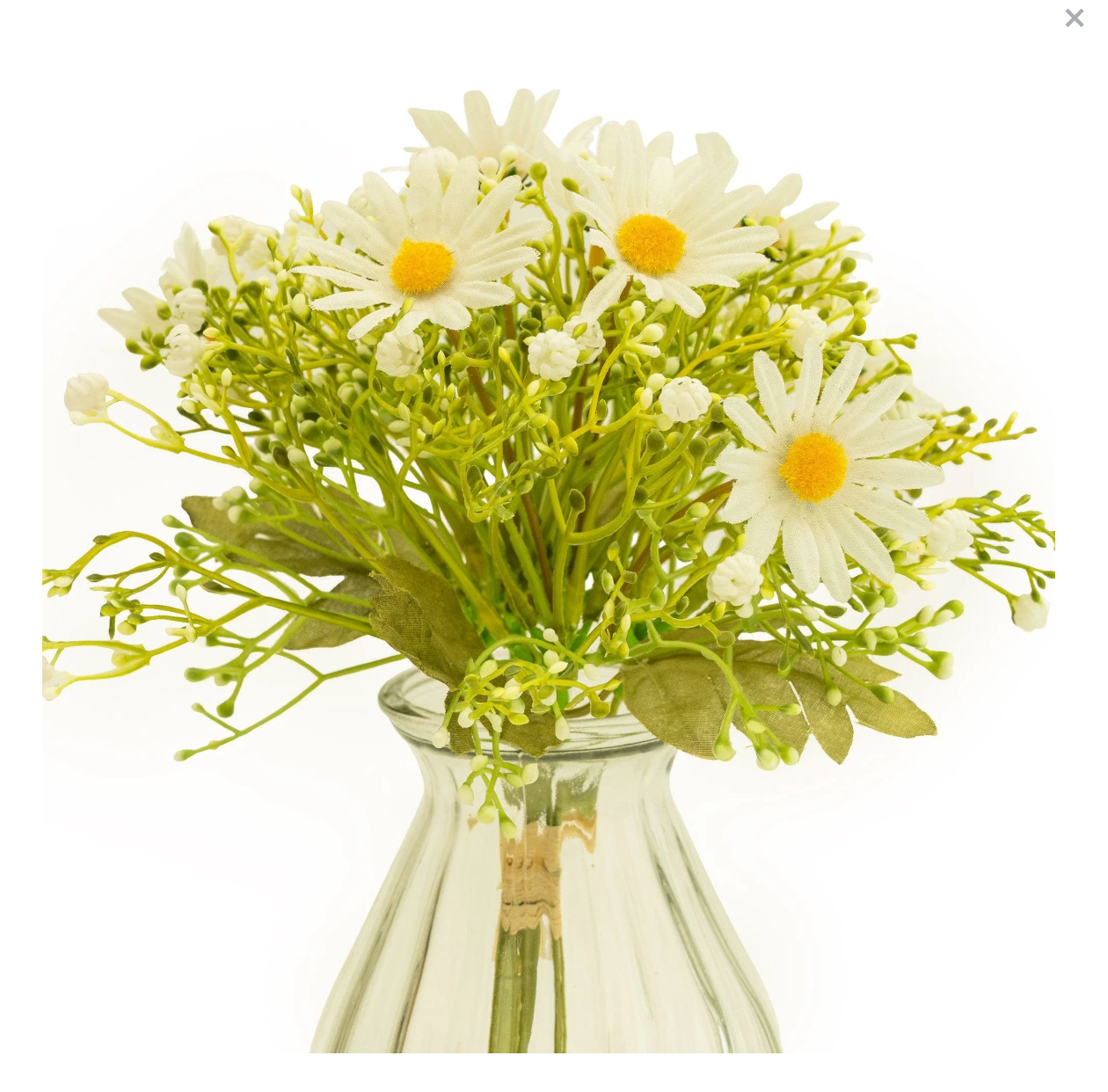 Daisy & Gypsophila Floral Arrangement in Clear Vase