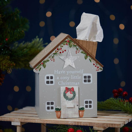 Cosy House Tissue Box With Green Wreath