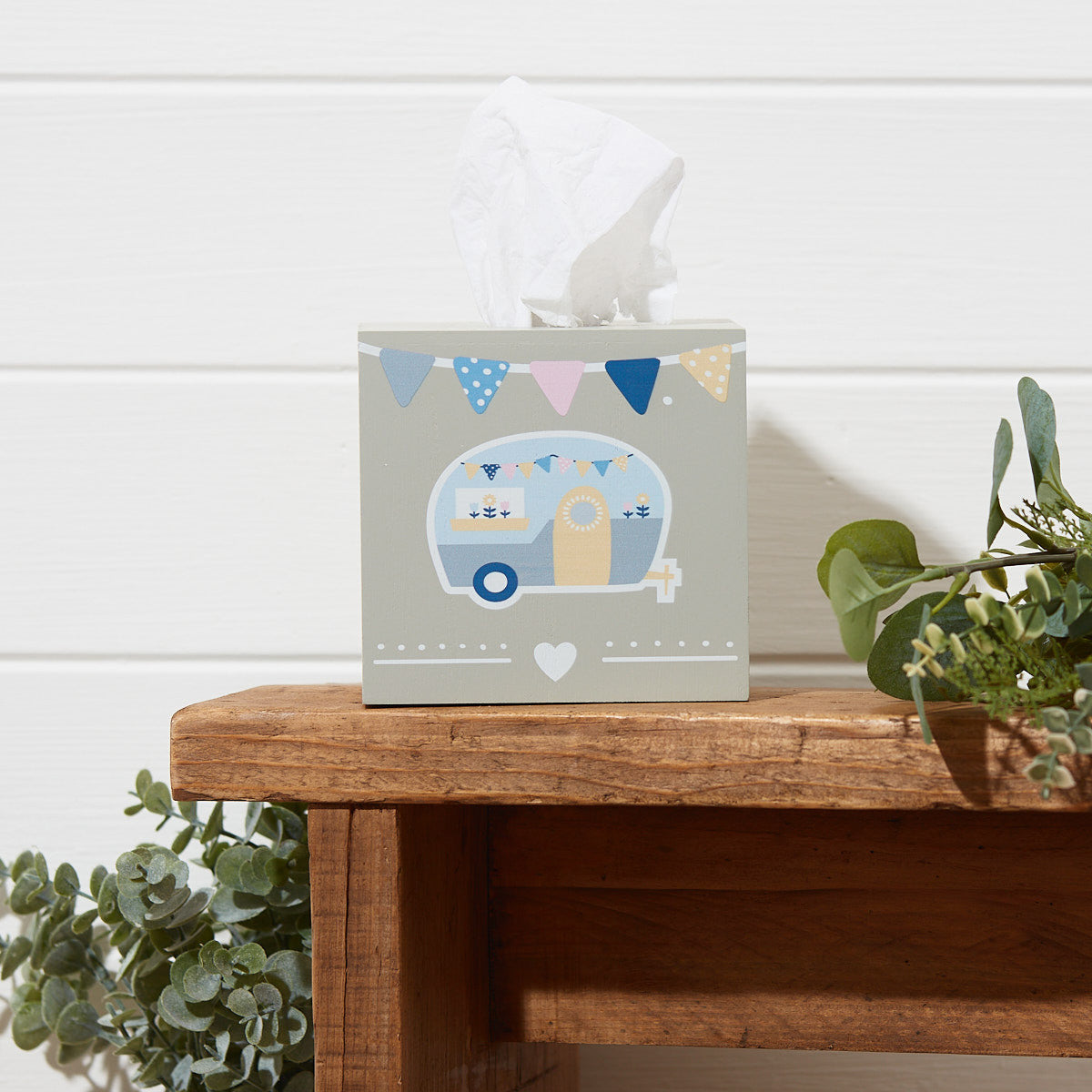 Caravan Grey Wooden Tissue Box Holder