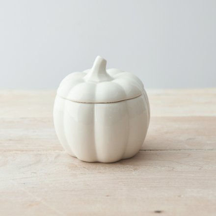 Pumpkin Shaped White Storage Pot Jar