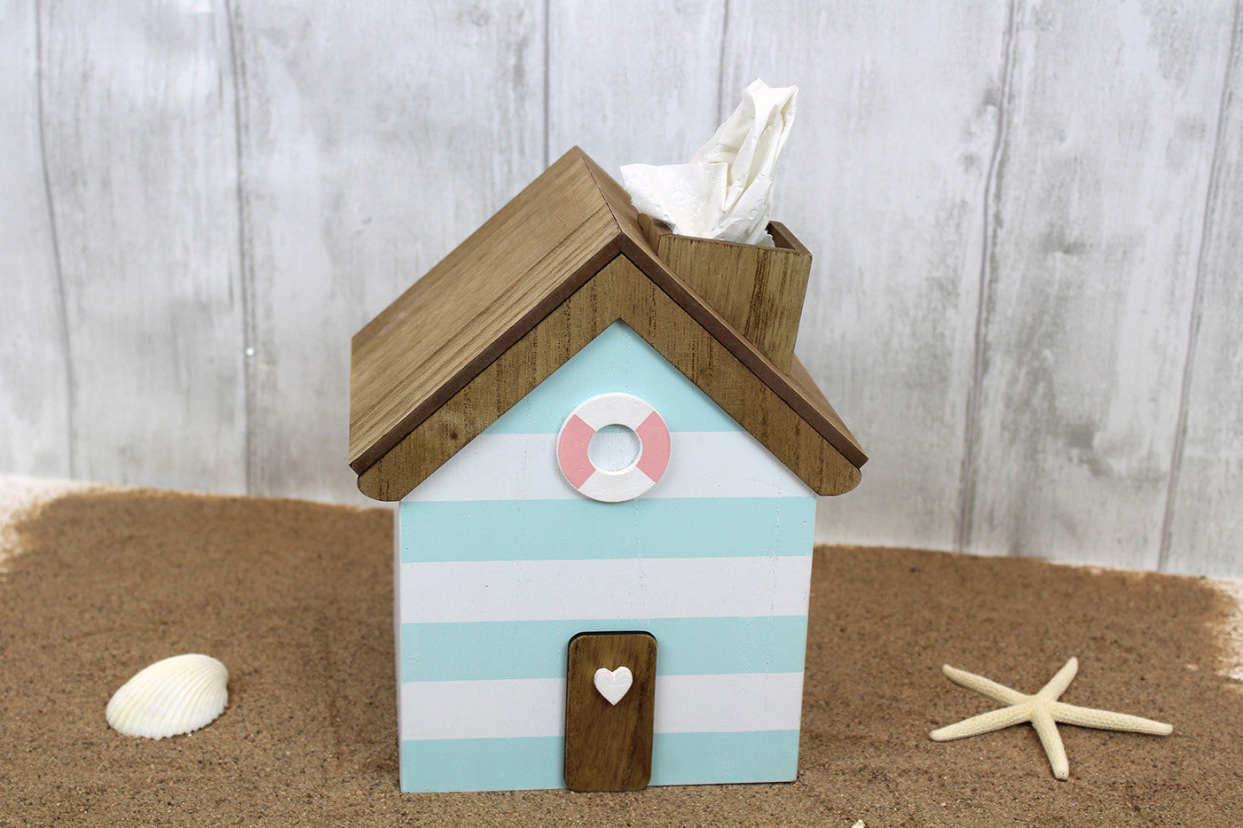 Wooden Beach Hut Tissue Paper Storage Box