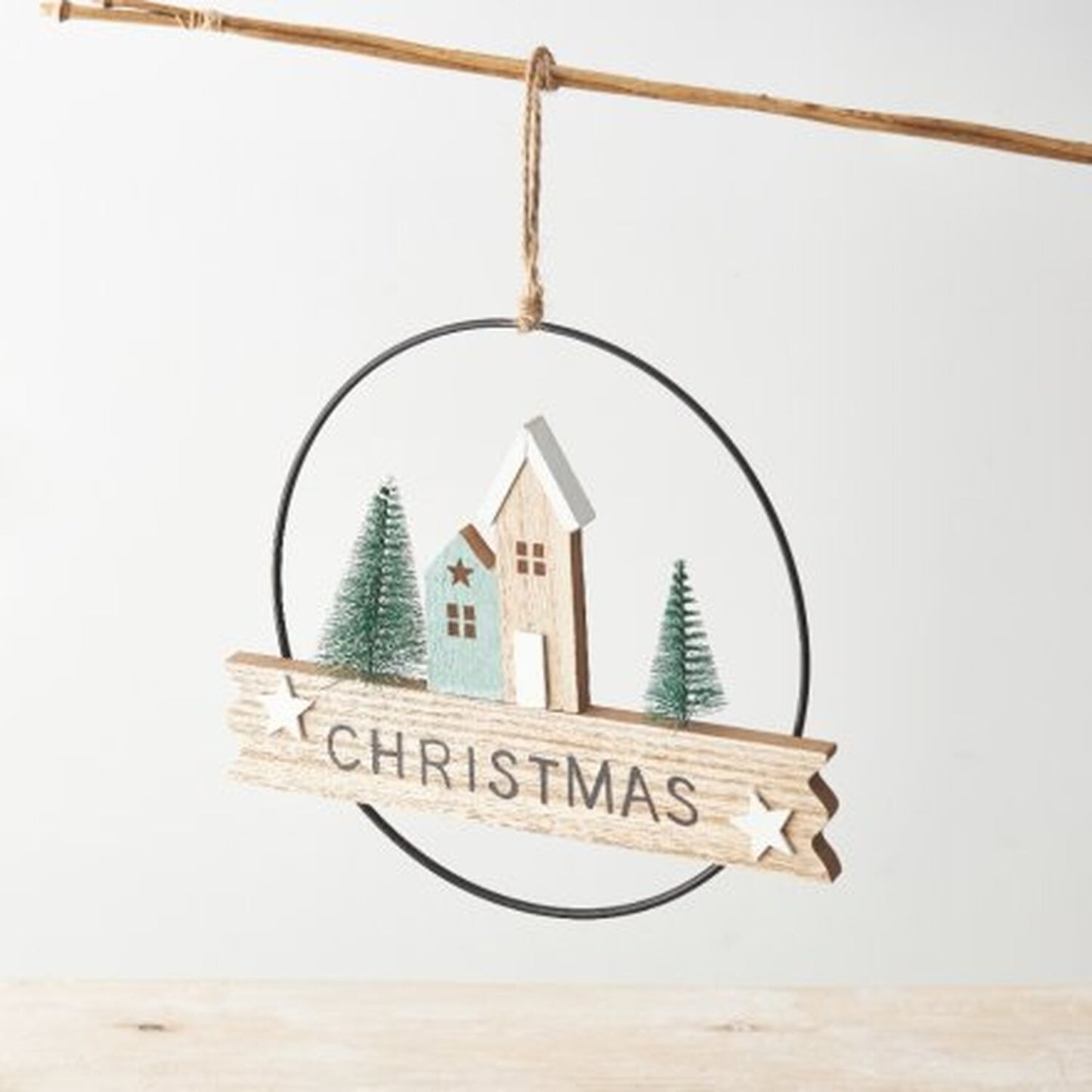 Wooden Christmas Wreath Hoop