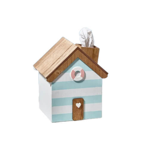 Wooden Beach Hut Tissue Paper Storage Box