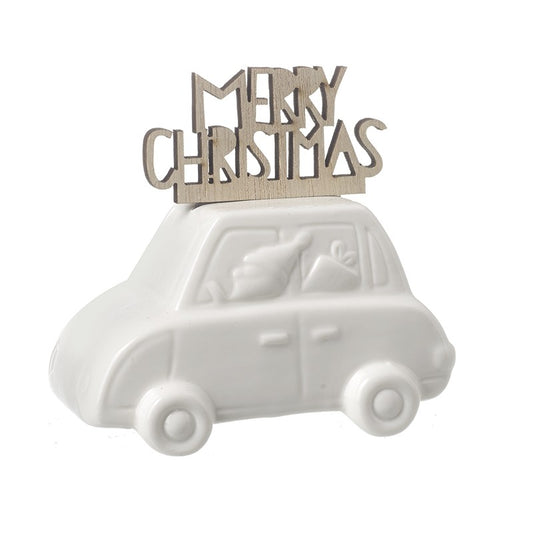 Merry Christmas White Porcelain Car