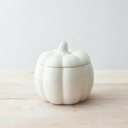 Pumpkin Shaped White Storage Pot Jar