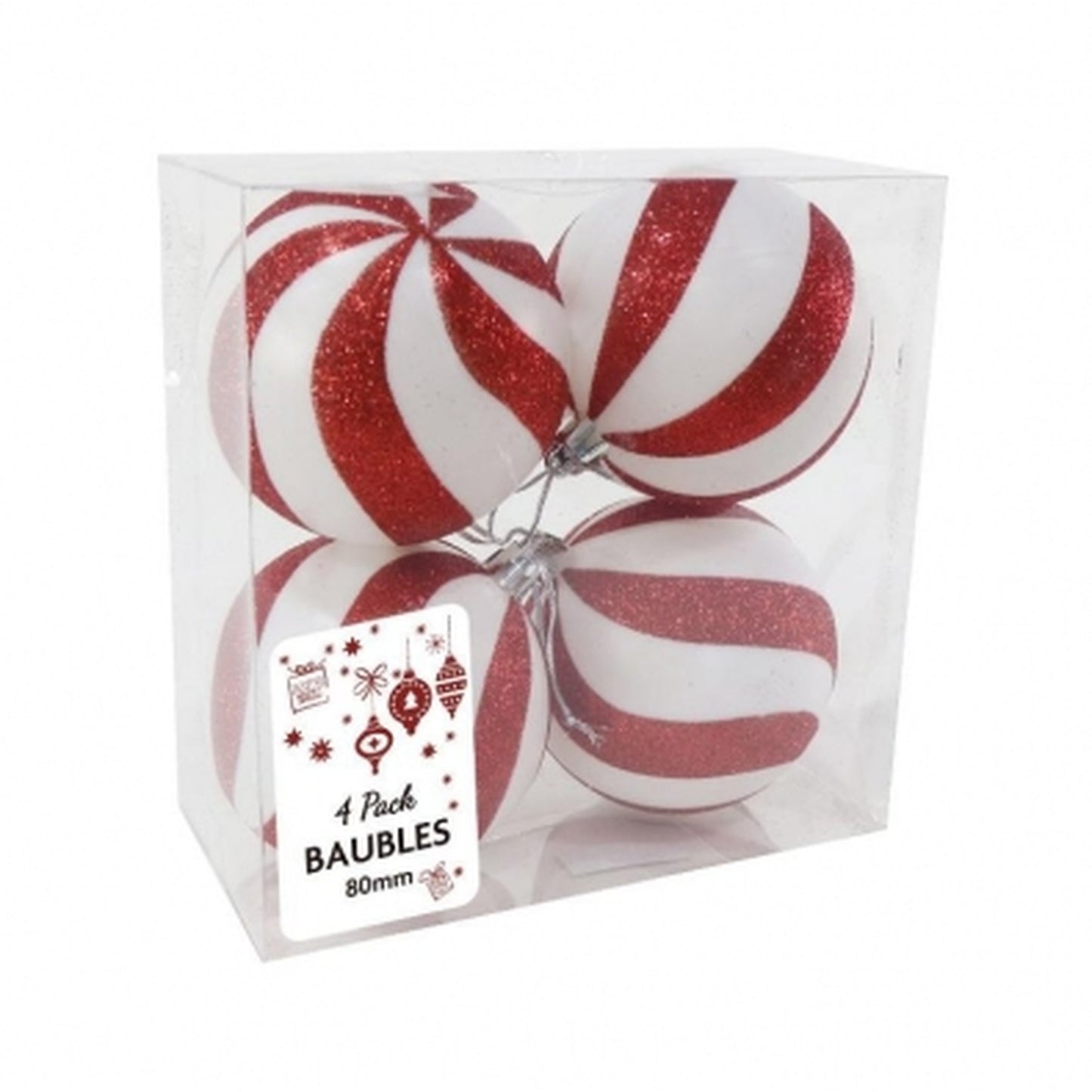 Large Lollipop Baubles Pack of 4 - Red