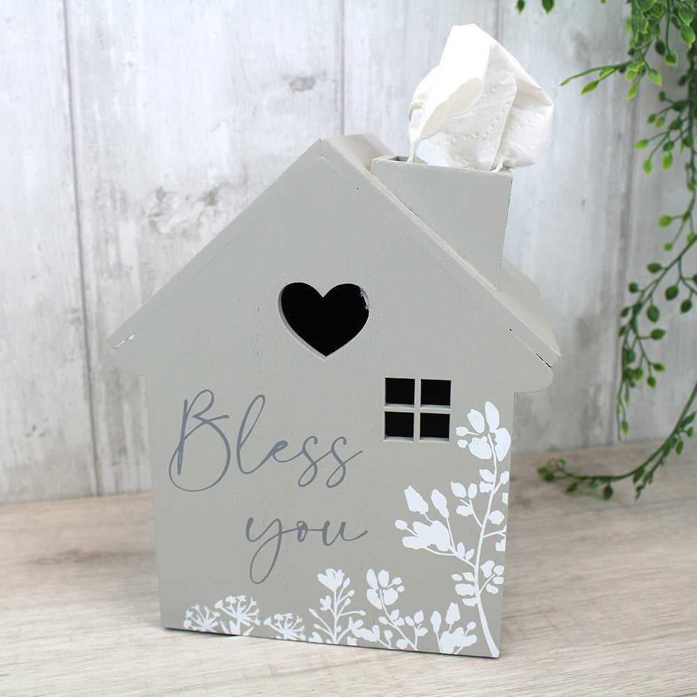 Wooden Grey Tissue Storage Box House