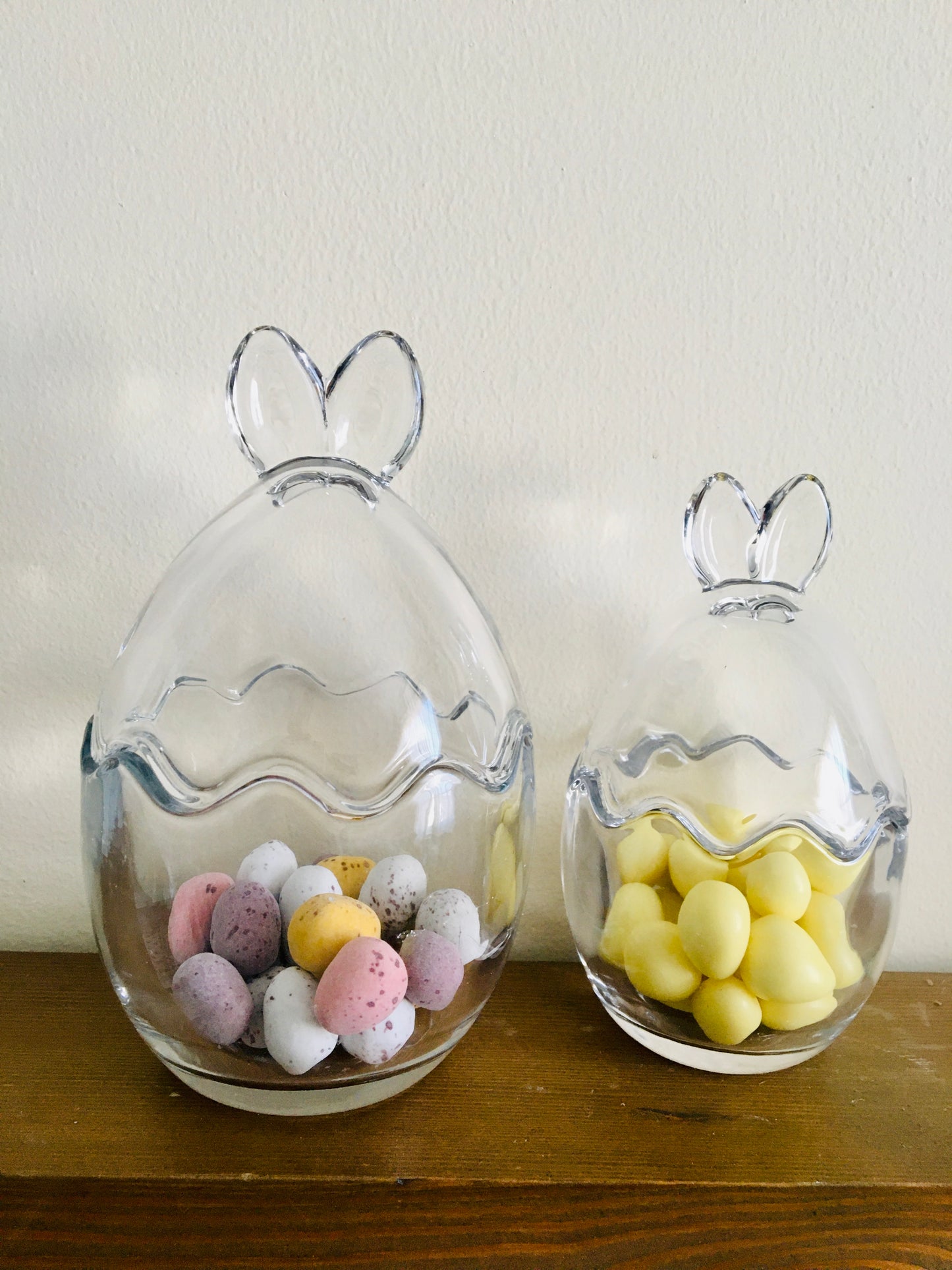 Set of 2 Bunny Ears Egg Shaped Storage jars