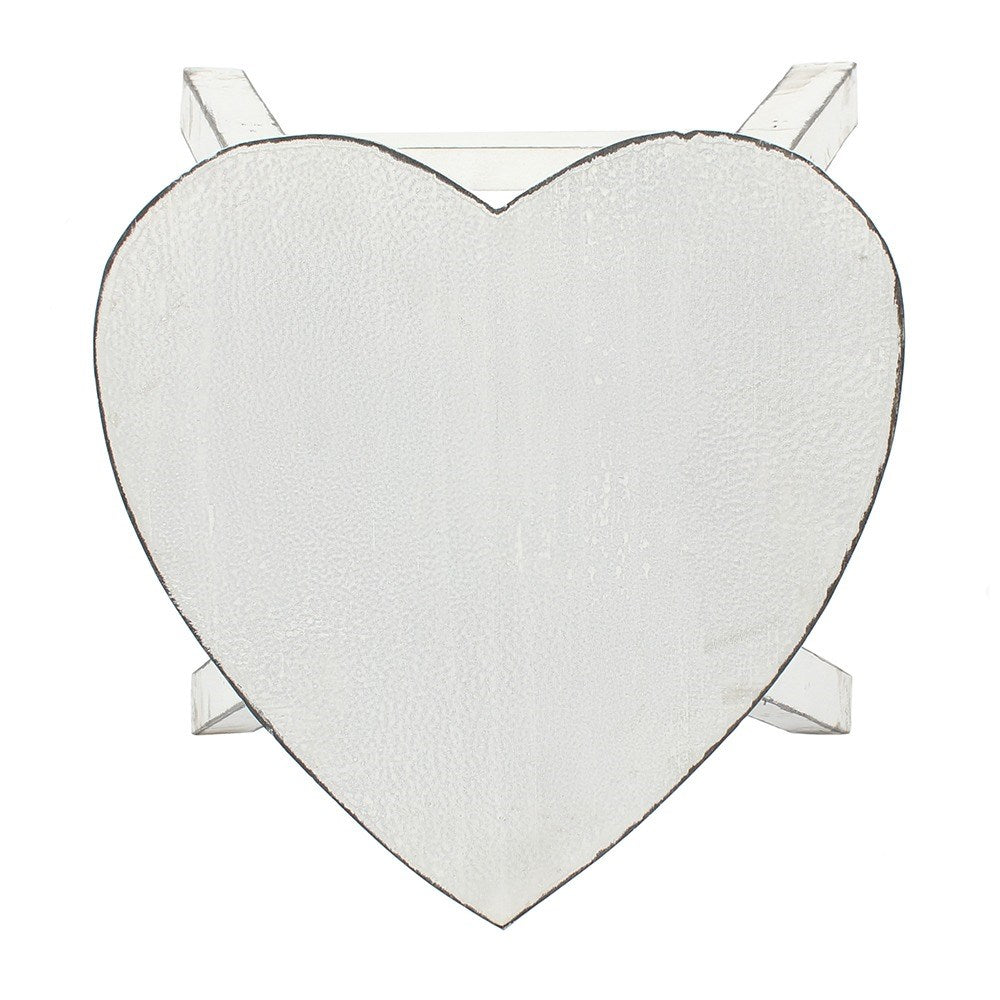 White Wooden Shabby Heart Stool