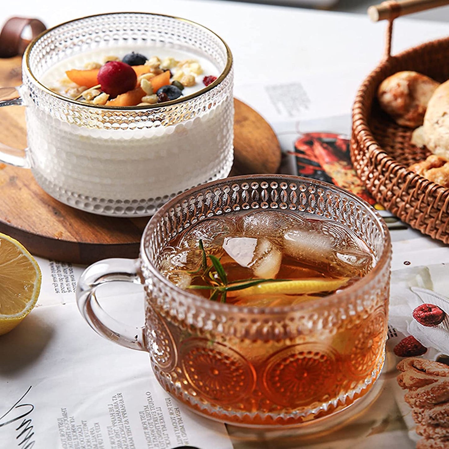 Embossed Glass Tea and Coffee Mug