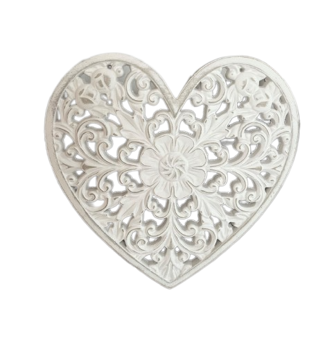 White Heart Wall Wooden Plaque