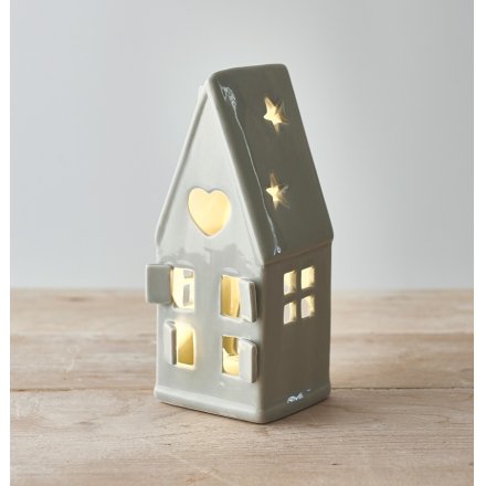 Dainty Grey House T-light Holder