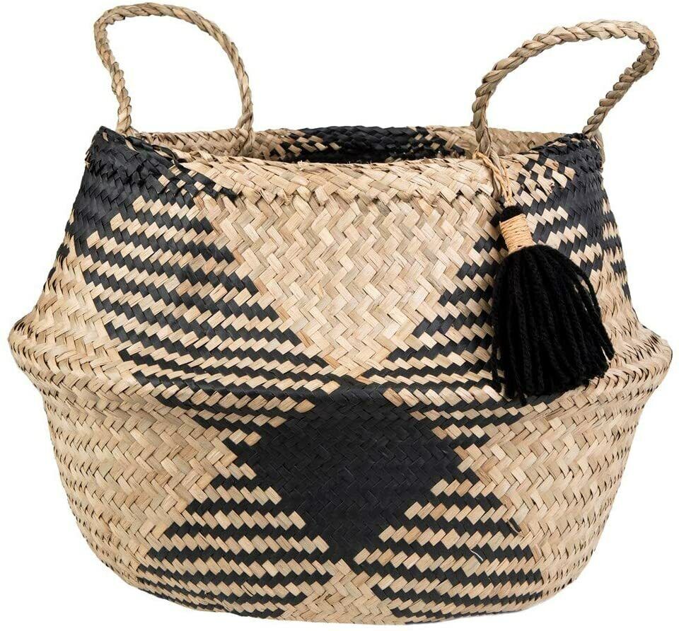 Black Tribal Tassel Basket